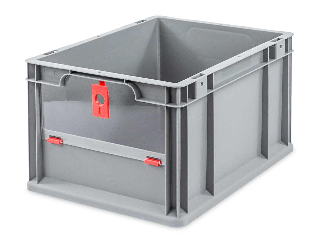 aidB Eurobox NextGen Insight Cover rot, 400x300x220 mm, Cover niedrig, robuste Regalbox mit Entnahme