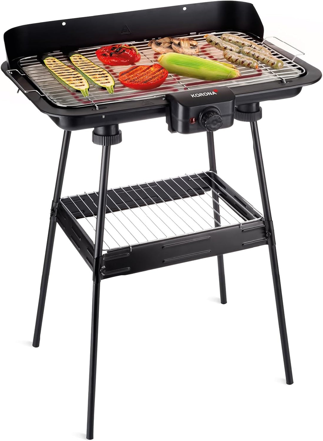 Korona 46221 Elektrischer Standgrill mit XXL-Grillrost (51 x 30 cm) | 2200 Watt | Windschutz | Kontr