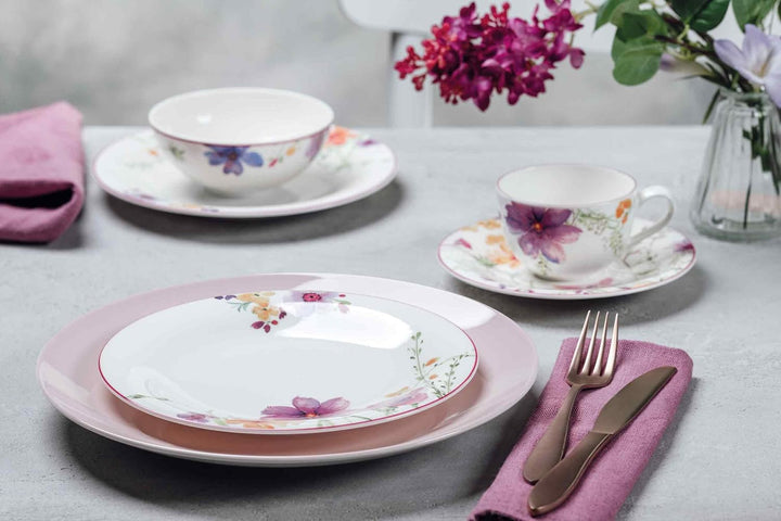 Villeroy & Boch Mariefleur Basic Kaffeetasse mit Untertasse, 250 ml, Kaffee-Set mit floralem Blumen-