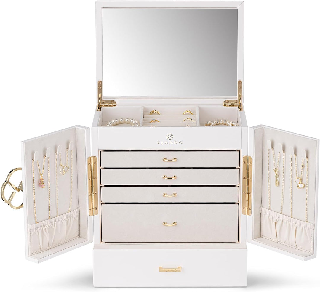 Vlando Schmuckaufbewahrung Gross, Schmuckschatulle Schmuck Organizers Gross XXL, Schmuckkästchen mit