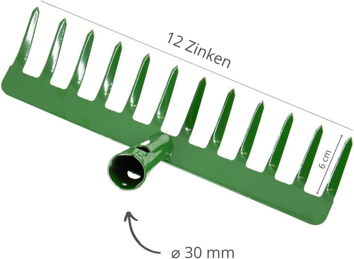 Rekord - Gartenrechen - 14 Zinken Stahl Harke 35 cm mit Holzstiel Rake | Pulverbeschichteter Laubrec