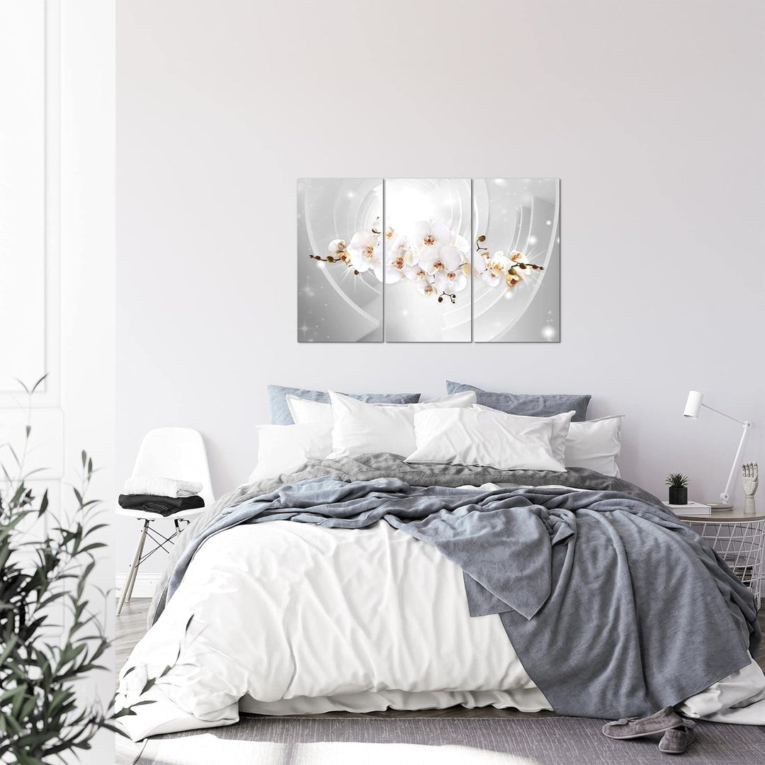 Runa Art Wandbilder Blumen Orchidee Bild XXL Wohnzimmer Schlafzimmer Grau Abstrakt 120 x 80 cm 3 Tei
