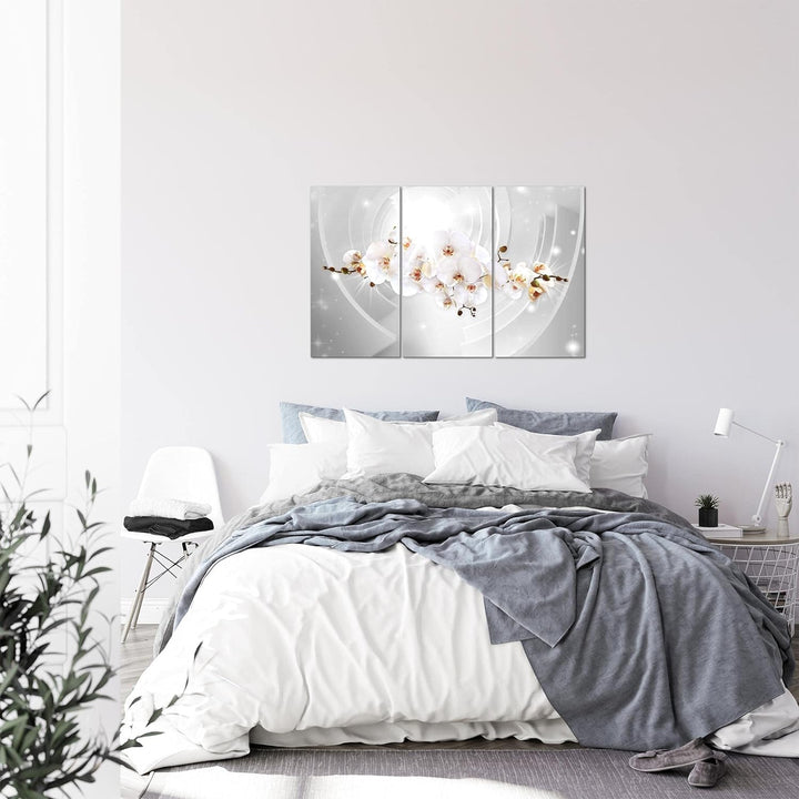Runa Art Wandbilder Blumen Orchidee Bild XXL Wohnzimmer Schlafzimmer Grau Abstrakt 120 x 80 cm 3 Tei