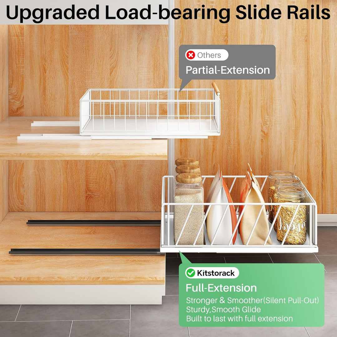 Kitstorack Teleskopschublade, Ausziehbare Schublade für Kabinett Metall Slide Out Organizer Mit Grif