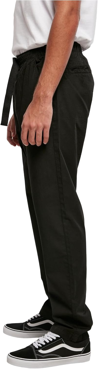 Urban Classics Herren Straight Leg Chino with Belt 30 Schwarz, 30 Schwarz
