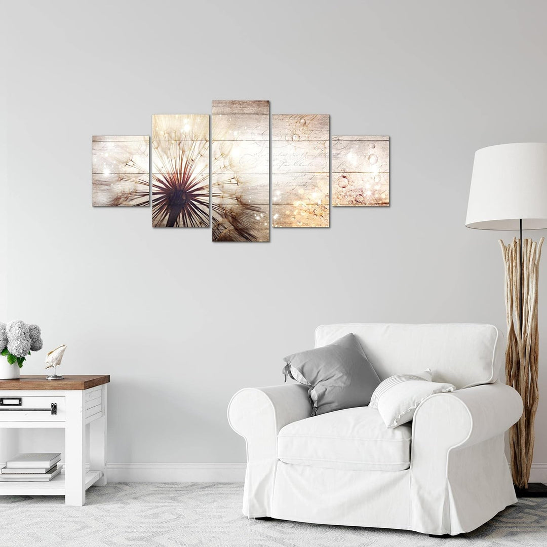 Runa Art Wandbilder Pusteblume 5 Teilig Bild auf Vlies Leinwand Deko Wohnzimmer Schlafzimmer Abstrak