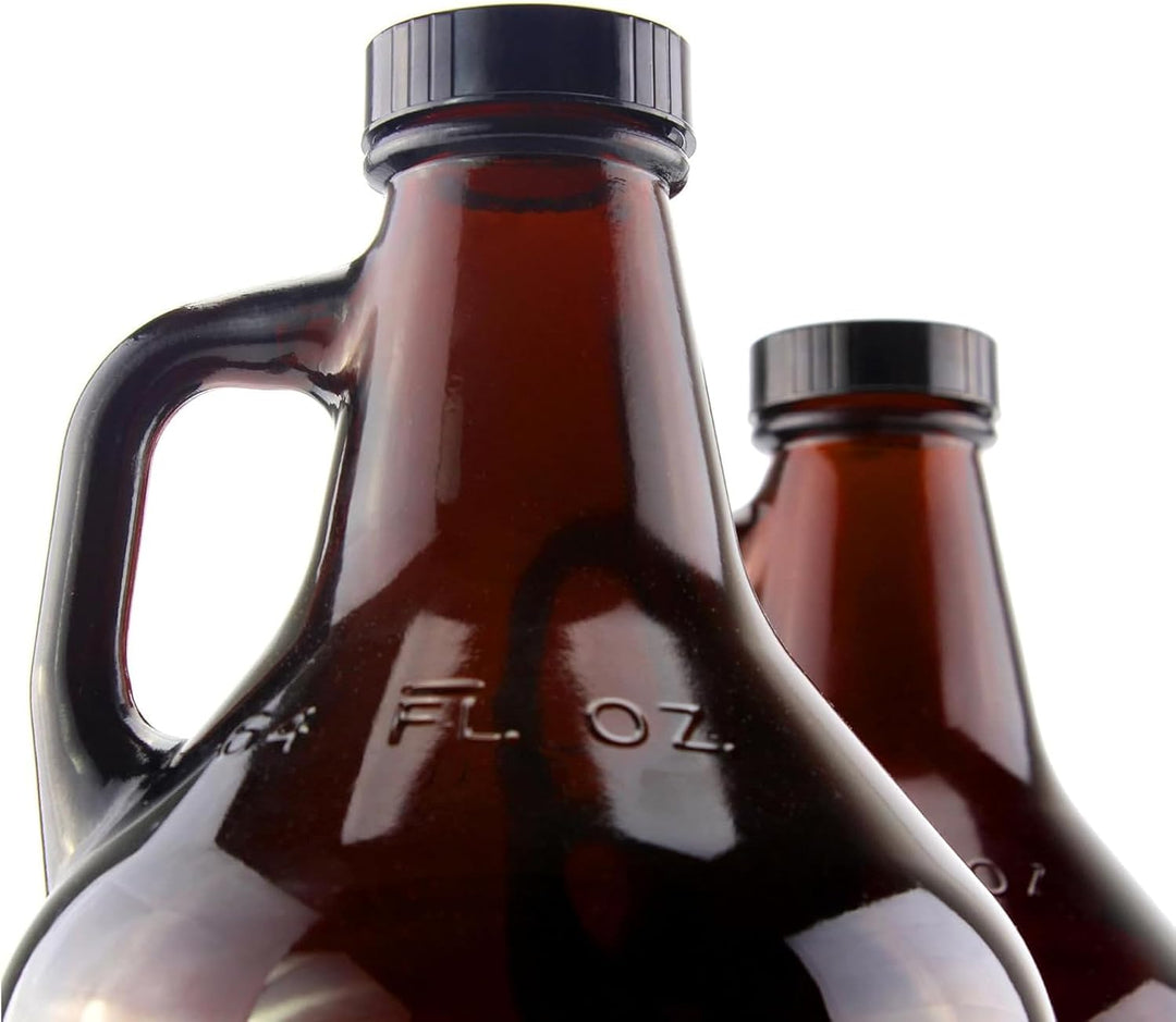 ANZAGA Braunglas-Growlerkrug mit schwarzem Deckel, ideal für Kombucha,0.5 Gallon/2 Liter, 0.5 Gallon