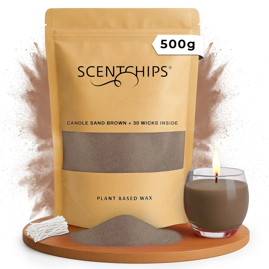 Scentchips Kerzensand – Farbiger Wachsgranulat zum Selbermachen von Kerzen mit 30 losen Dochten, Dek
