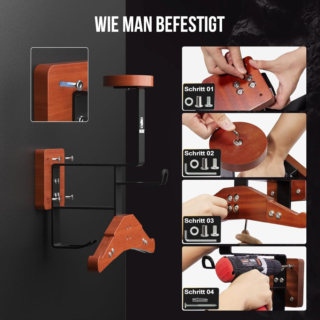 OneTigris Motorrad Garderobe Wand Ver. 2.0 – Helmhalterung & Westenhalter für Helm, Lederkombi & Mot