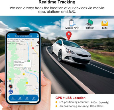 Winnes Mini GPS Tracker mit SOS/Mehreren Alarmen/6 Monaten Historische Route IP65 Wasserdicht GPS Tr