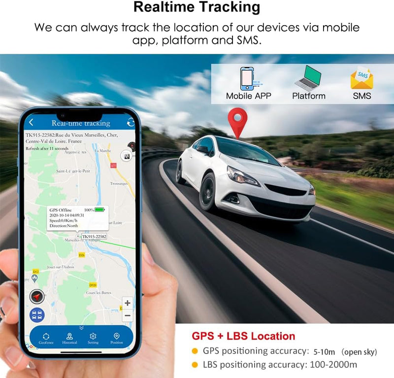 Winnes Mini GPS Tracker mit SOS/Mehreren Alarmen/6 Monaten Historische Route IP65 Wasserdicht GPS Tr