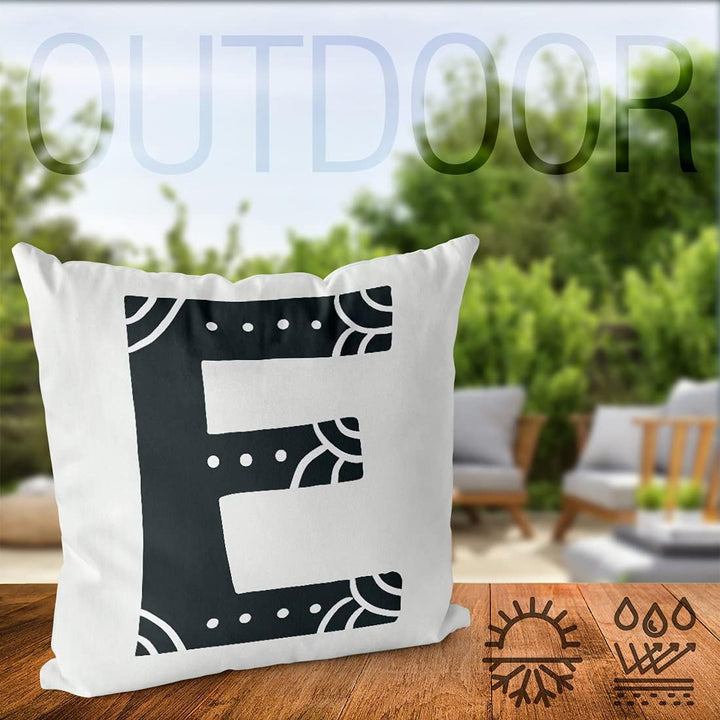 VOID E Buchstaben Natur Kissenbezug 60x60 Kissenhülle Kissen Sofakissen Dekokissen wetterfest Outdoo
