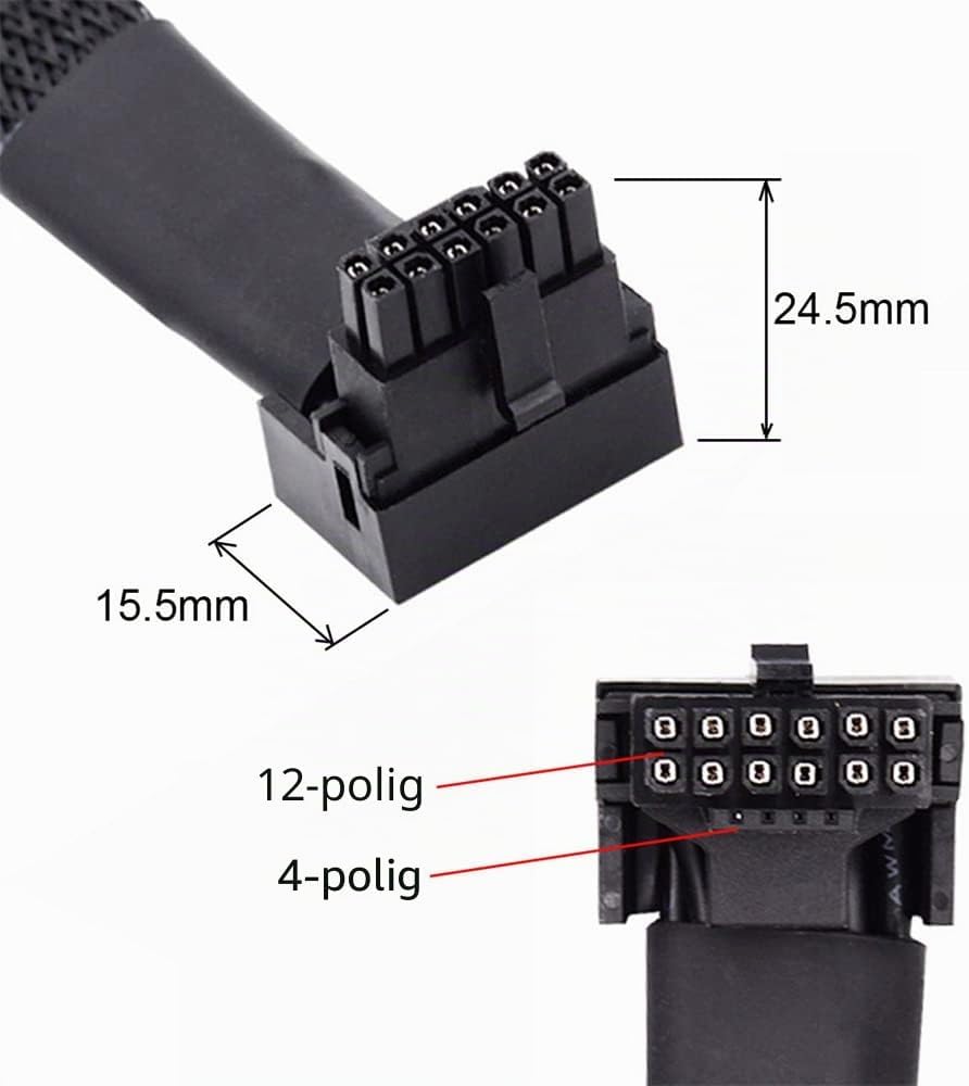 cablecc 12VHPWR ATX3.0 PCI-E 5.0 Power Modular Kabel Stecker zur weiblichen Verlängerung nach unten