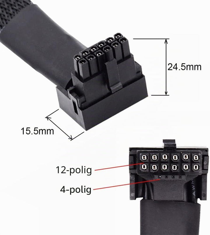cablecc 12VHPWR ATX3.0 PCI-E 5.0 Power Modular Kabel Stecker zur weiblichen Verlängerung nach unten