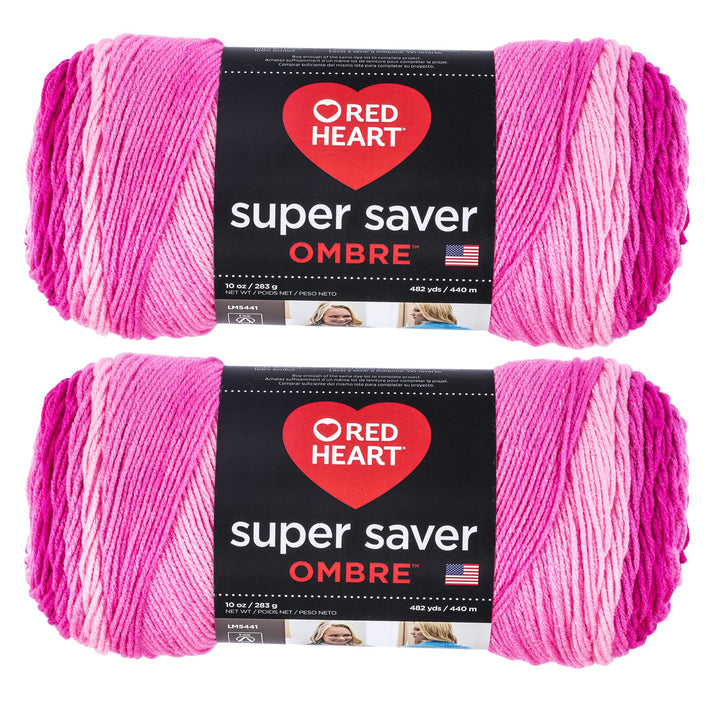 Red Heart Super Saver Jumbo-Garn, 2er-Pack, Jazzy Ombre, 2 Stück Jazzy Ombre 2 Pack, Jazzy Ombre 2 P