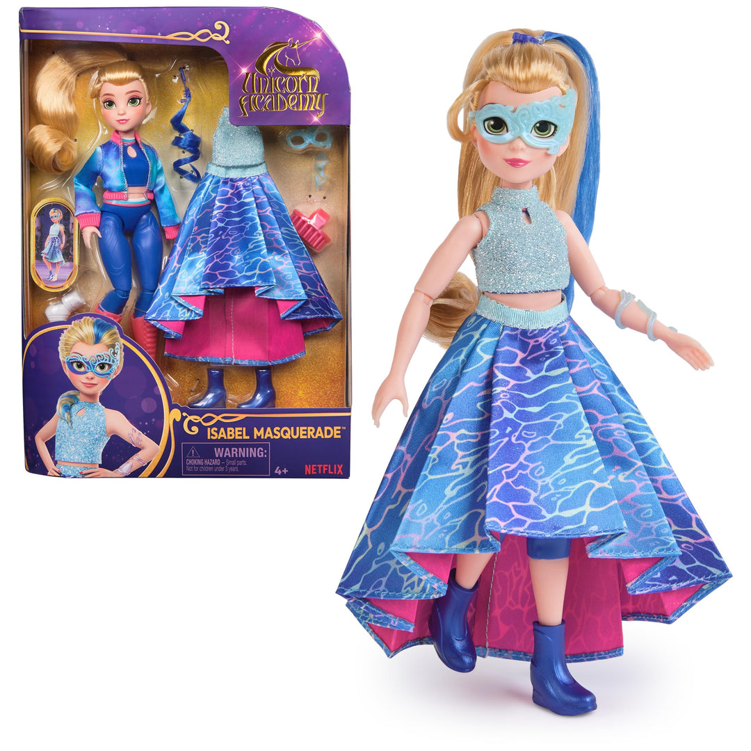 Unicorn Academy, Isabel Maskerade Ball Puppe mit 11 Zubehörteilen 24,1 cm Puppen & Einhorn Spielzeug