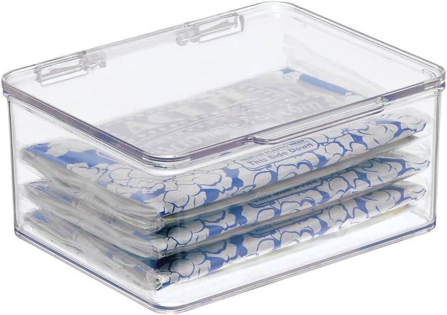 mDesign 2er-Set Küchen Organizer mit Deckel – Vorratsdosen für Küchenregal und Vorratskammer – stape