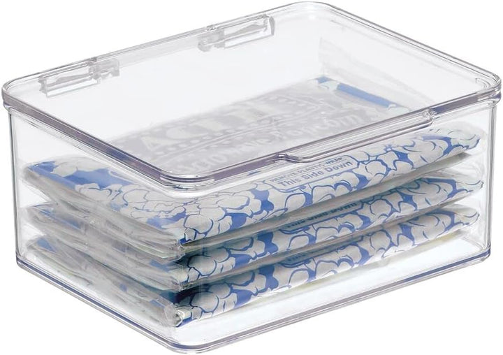 mDesign 2er-Set Küchen Organizer mit Deckel – Vorratsdosen für Küchenregal und Vorratskammer – stape