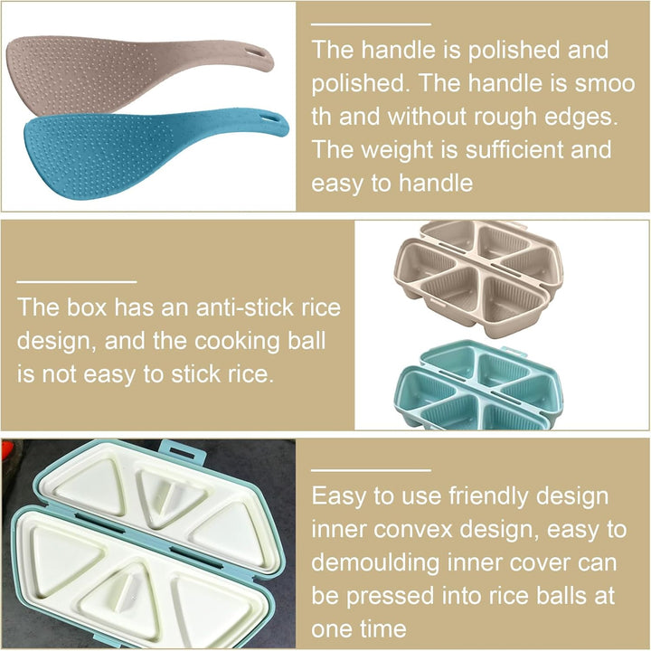 Onigiri Form Sushi Onigiri Mold 2 Stück Onigiri Maker 6-in-1, Onigiri Form mit 2 Reislöffel, Sushi F