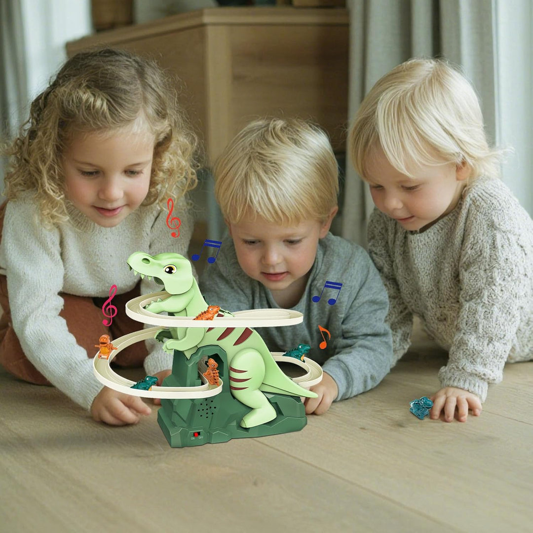 Dinosaurier Spielzeug Kinder, Dino Treppensteiger & Achterbahn Spielzeug mit Licht und Musik, Dinosa