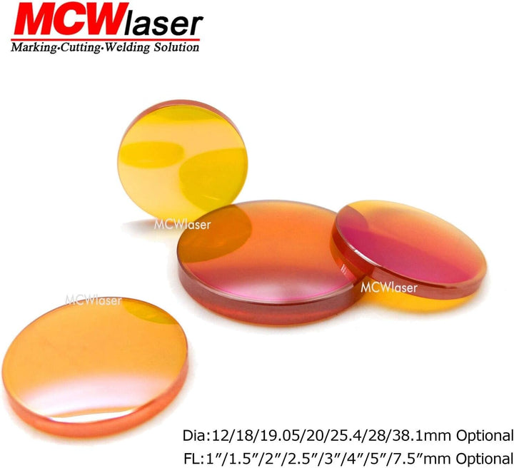 MCWlaser 19mm PVD ZnSe CO2 Laser Lens Fokuslinse Laser Linse für CO2 10600nm 10,6um Lasergravierer/F