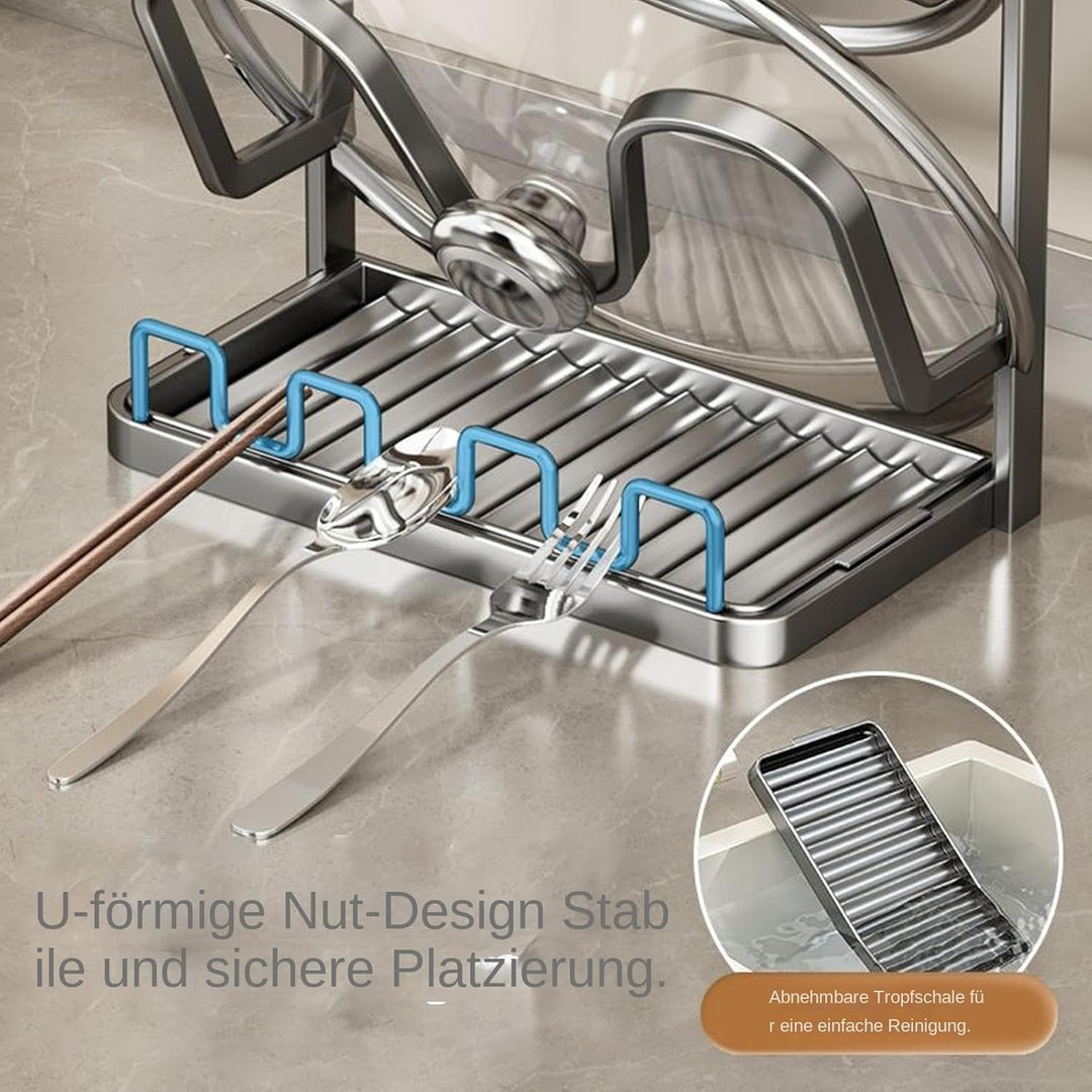 Küchen Topfdeckelhalter – Multifunktionales Küchen Topfdeckel Aufbewahrungsregal | Platzsparender Ru