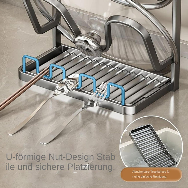 Küchen Topfdeckelhalter – Multifunktionales Küchen Topfdeckel Aufbewahrungsregal | Platzsparender Ru