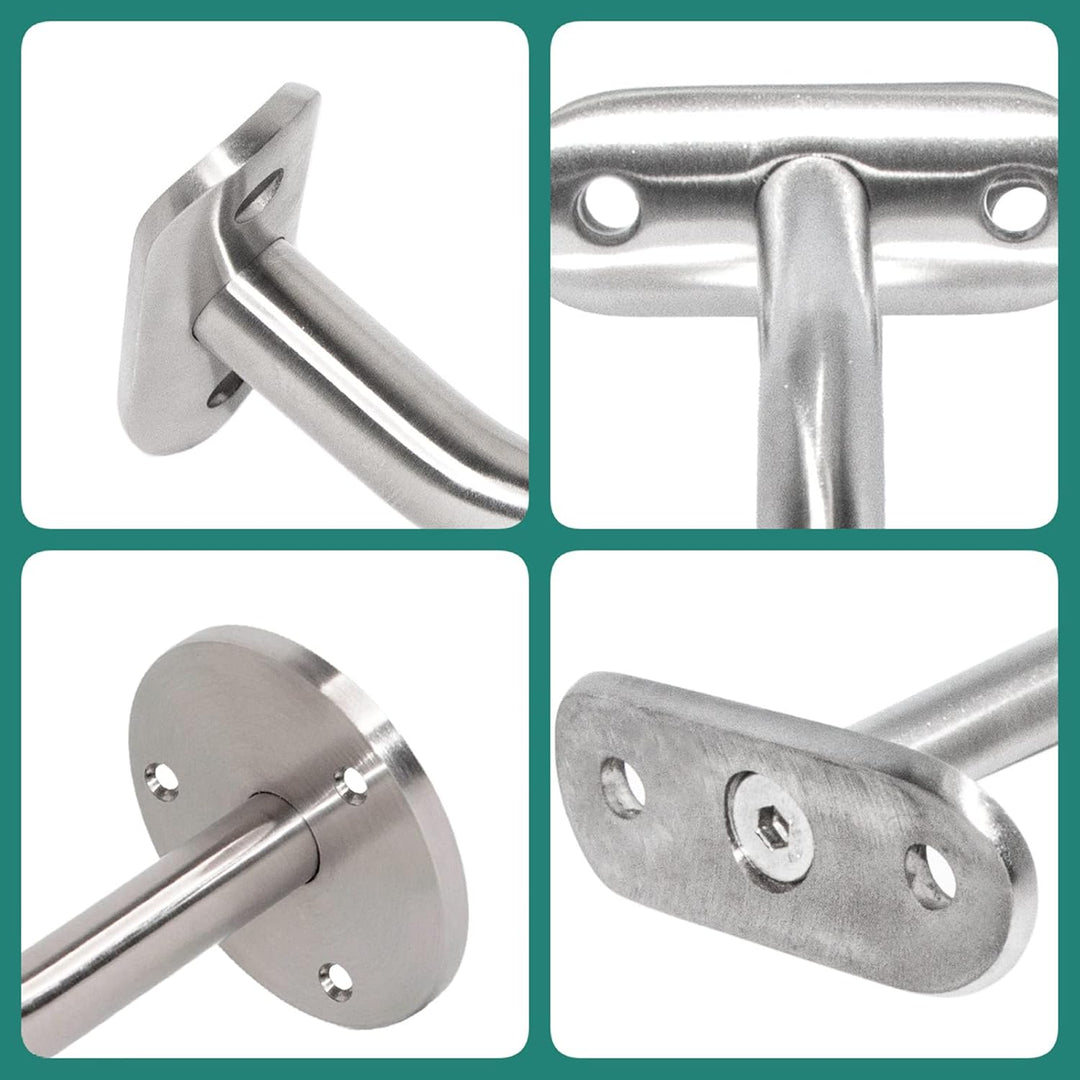 PRIOstahl Handlaufhalter Handlauf Wandhalter Handlaufstütze - 4 x Handlaufträger an die Wand für 42,