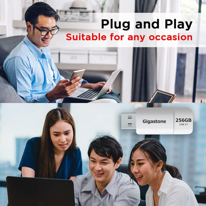 GIGASTONE 256GB Flash-Laufwerk, Z60 USB 3.2 Gen 1, 120MB/s UltraSchnell, Capless, Daten­speicherung,