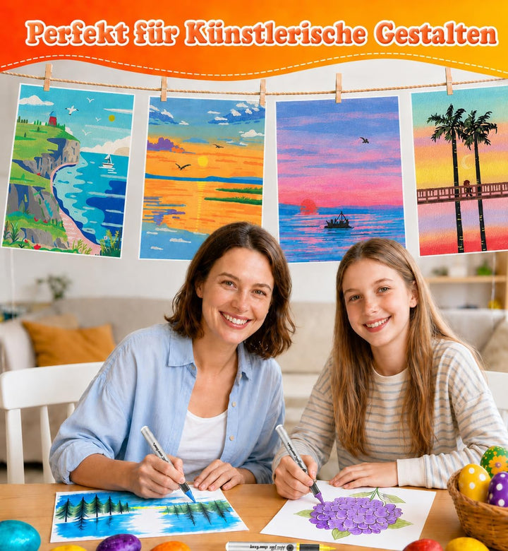 Vozuna 120 Acrylstifte Set Wasserfest – Acrylmarker mit Pinselspitze zum Steine Bemalen, für Glas, P