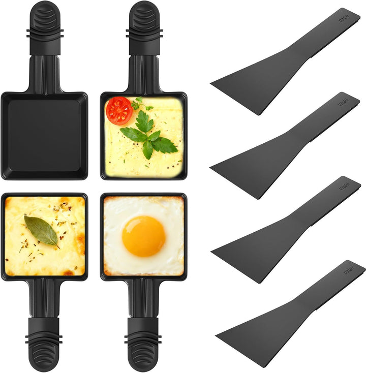 Raclette Pfännchen, 4 Stück Mini Pfännchen Ersatz für Raclette Antihaftbeschichtet Grill Pfännchen Z