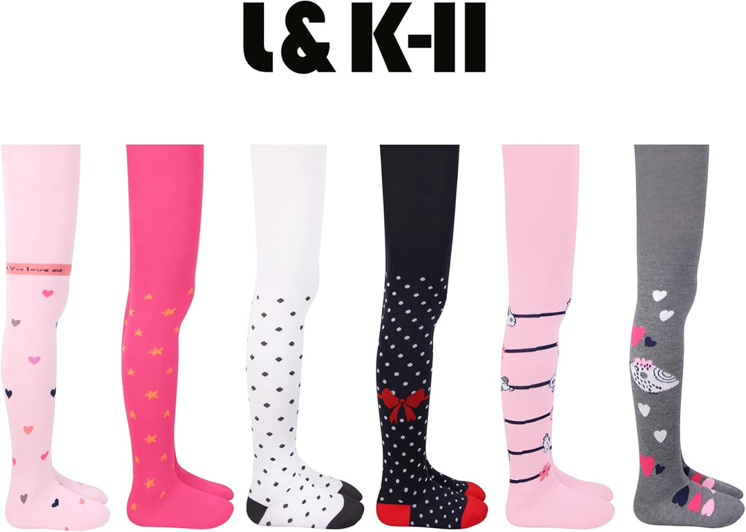 L&amp;K-II 6er Pack Kinder Strumpfhose Mädchen Strumpfhose für Mädchen mit Einhorn Mustern und Farben in