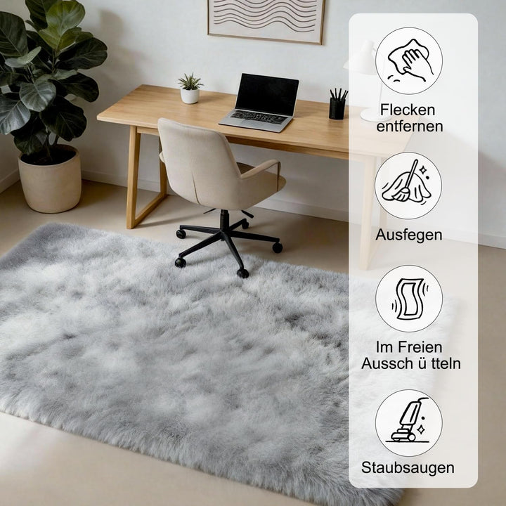 VOFUSHON Wohnzimmer Hochflor Teppich,Shaggy Flur Läufer Teppich Modern Flauschiger Weich Bunte Batik
