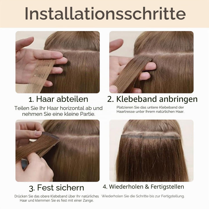 hotbanana Tape in Extensions Echthaar, 35cm Tape Extensions Echthaar 14 Zoll 20 Stück 50g Platinblon