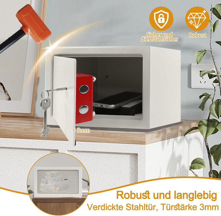LZQ Tresor Möbeltresor mit Doppelbartschloss, Tresor Safe mit Schlüssel-Schloss, Wandtresor Wandsafe