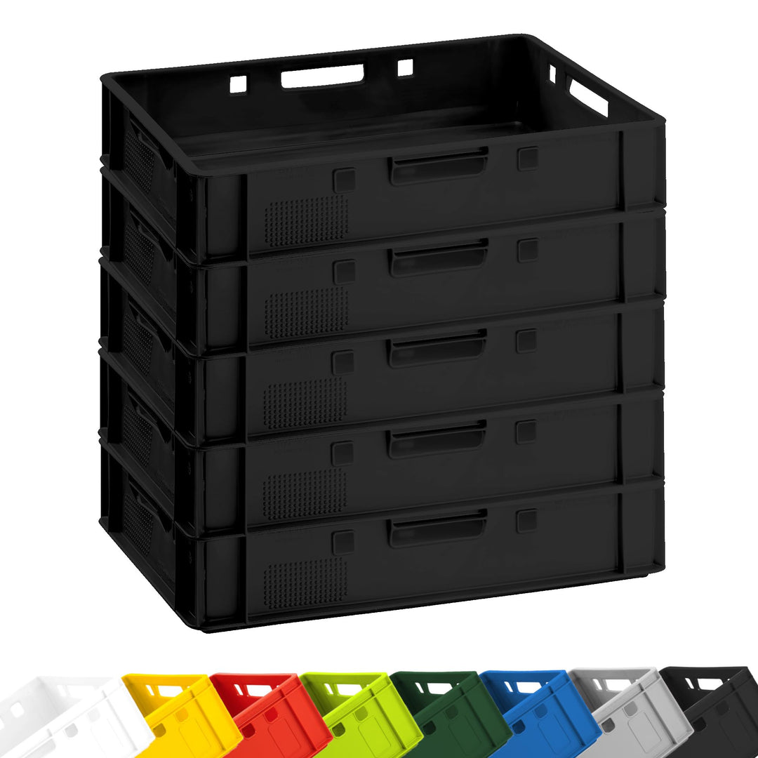 BURI 5x Fleischerkiste E1 Lagerkiste 60x40x12,5 cm | Fleischkiste Metzgerkiste flach | extrem vielse