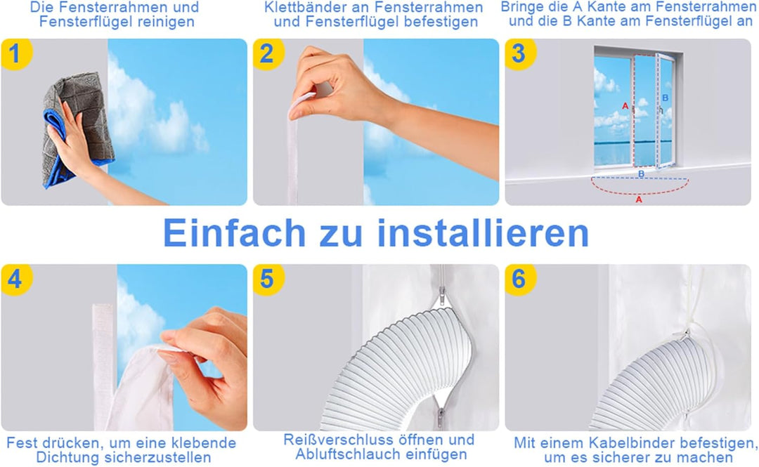 300cm Klimaanlage Fensterabdichtung für mobile Klimageräte, Wäschetrockner, Ablufttrockner, GLANXY K