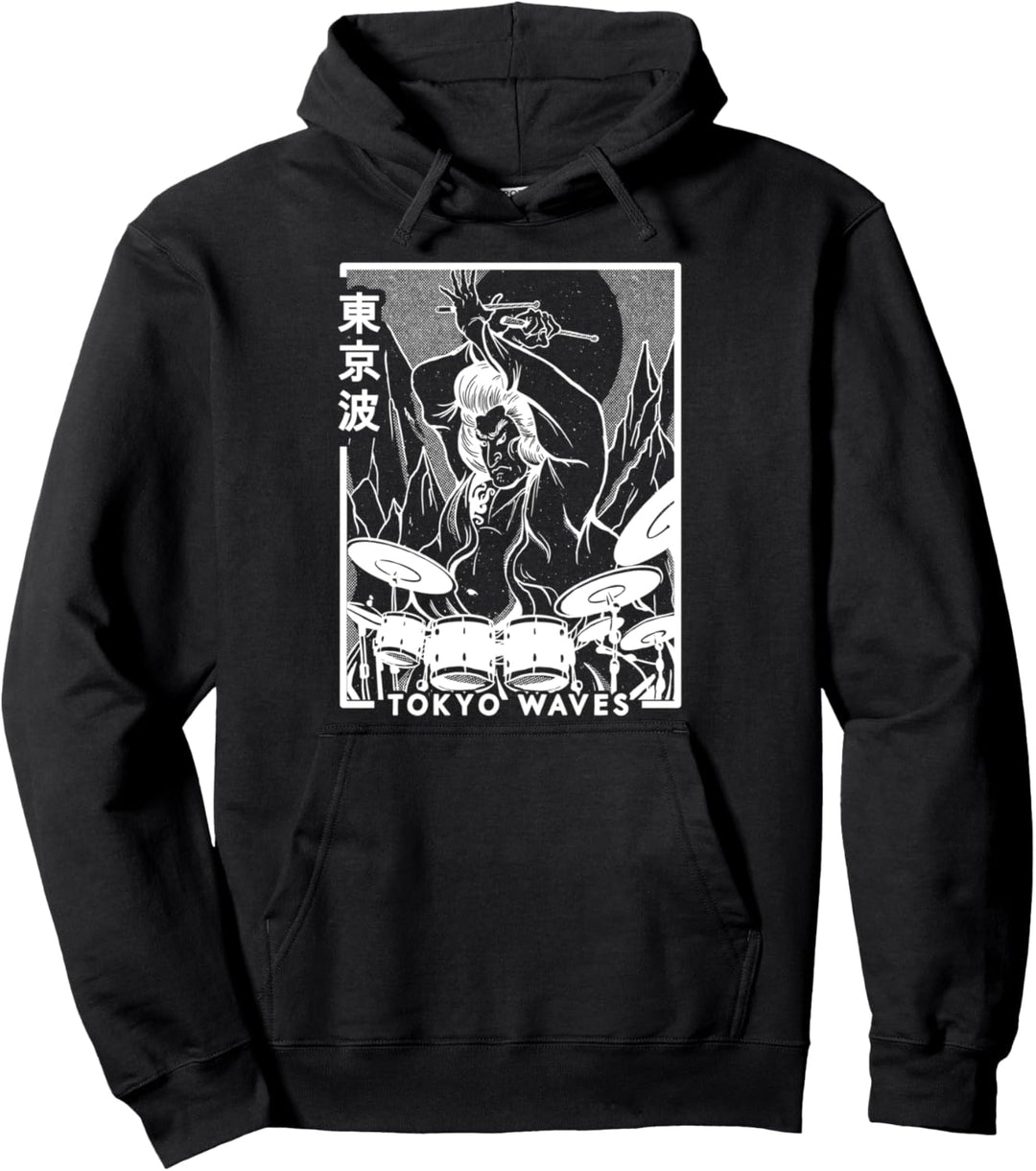 Samurai Schlagzeug Japanischer Futurismus Japan Art Drummer Pullover Hoodie