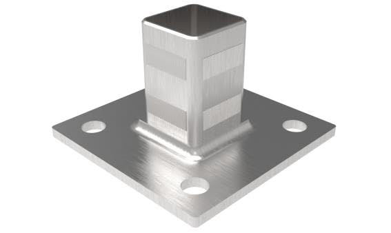 Sellon24® Edelstahl Bodenflansch 100x100 Bodenanker eckig Rohr 40x40 mm Geländer Pfosten V2A geschli