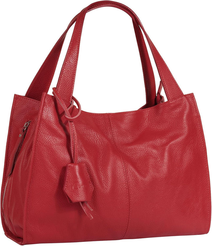 Shopper Echt Leder Damen Made in Italy, Smartphonefach, Ledertasche Damen, Handtasche Echtleder, Umh