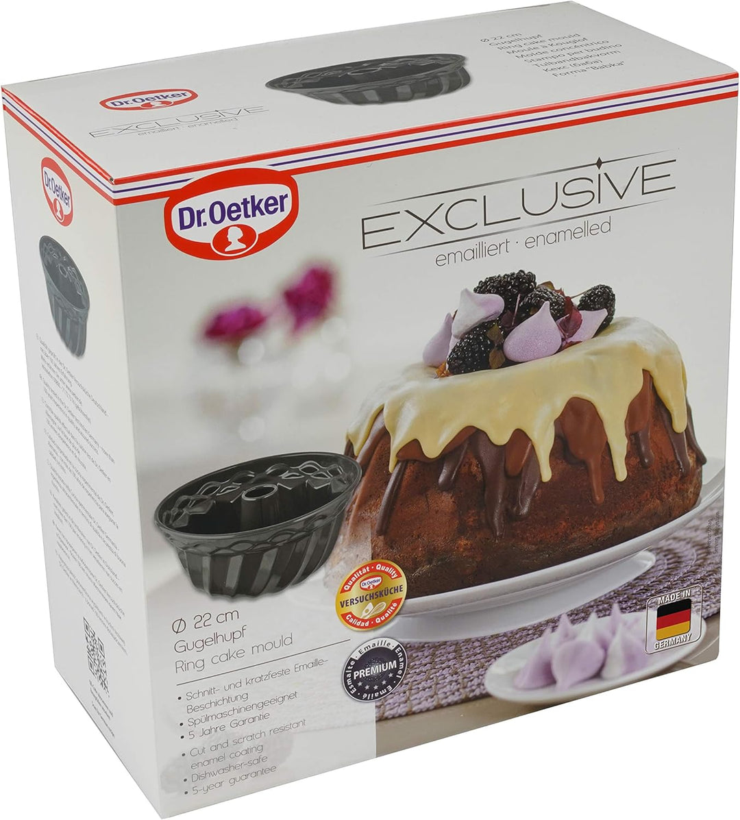 Dr. Oetker Gugelhupfform Ø 22 cm Exclusive, traditionelle Backform für köstlichen Gugelhupf, Kuchenf