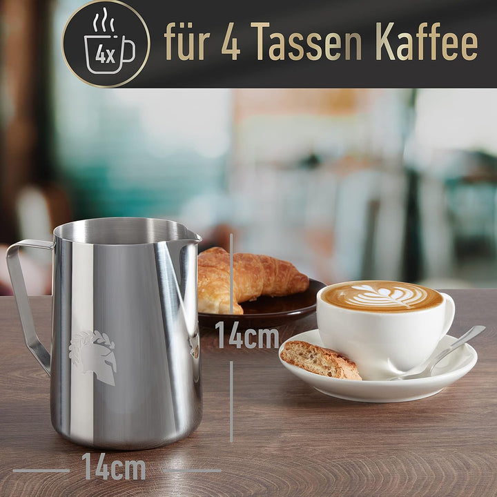 Barista Legends® Milchkännchen Edelstahl 1000ml mit speziellem Latte Art Ausguss - Milchschaumkännch