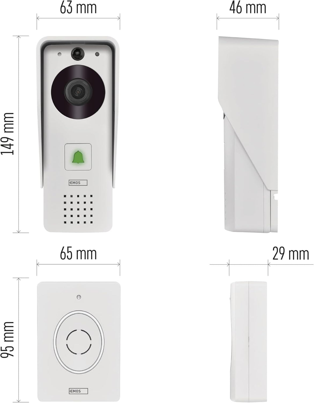 EMOS GoSmart Video-Türklingel IP-09D DC mit WiFi und App, drahtlose Smart Home Videoklingel mit 1080