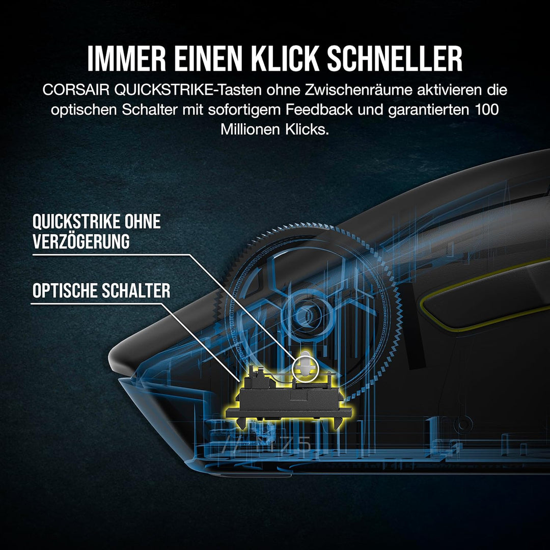 Corsair M75 Wireless RGB Leichte FPS Gaming-Maus – 26.000 DPI – Austauschbare Seitentasten – iCUE-Ko