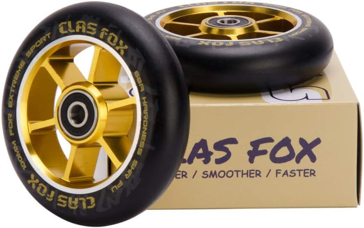 CLAS FOX Pro Stunt Scooter Rollen Roller Räder Wheels 100mm EIN Paar mit ABEC-9 Kugellager CNC Metal