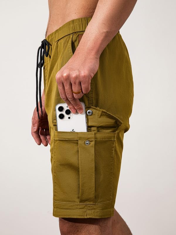 Elegancity Kurze Hosen Herren Cargo Shorts Sommer Freizeithose Kurze Elastische Taille Chino Shorts