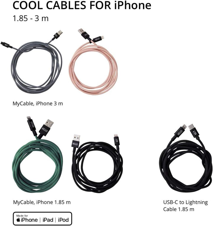 Design Letters USB-C to lightning kabel, Kompatibel mit Macbook Laptop und iPad Pro Ladegerät von 20