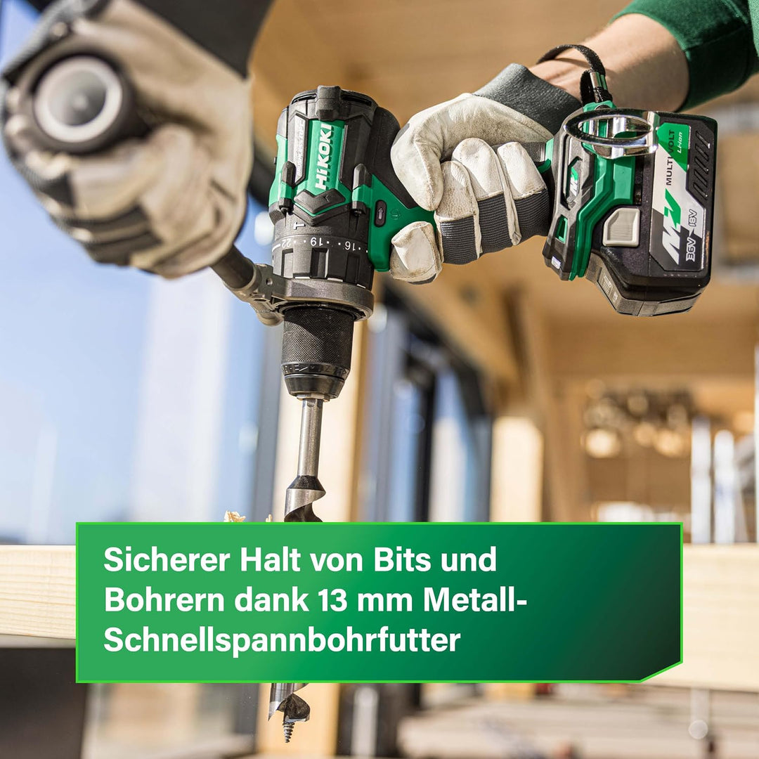 HiKOKI Akku-Schlagbohrschrauber - 36 V - 155 Nm, Brushless, 13 mm Metall Schnellspannbohrfutter, 22