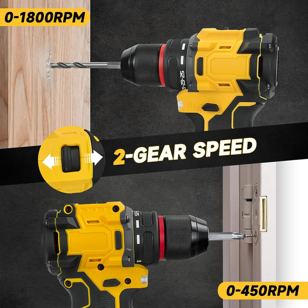Akku-Bohrschrauber für DEWALT 20V Akkus,25+1Drehmoment Einstellung, Max. Drehmoment 60N-m, LED-Licht