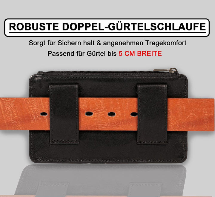 MATADOR Echt Leder Universal Handy-Tasche Holster Gürteltasche Magnetverschluss Quer für Handys bis